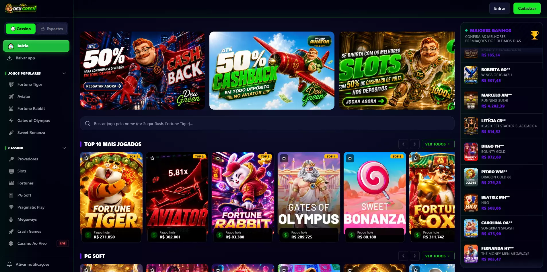 Preview da plataforma deugreen.site
